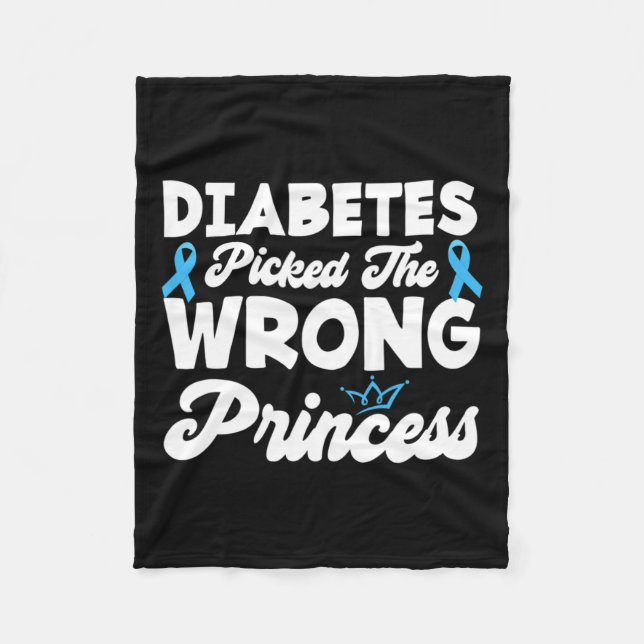 Girls Fun Diabetes Picked The Wrong Princess T1d A Fleece Blanket (Front)