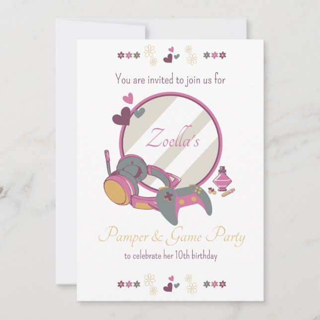 Girls Game and Pamper Party Invitation (Front)