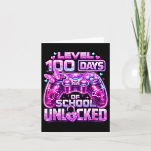 Girls gamer pink level 100 days of school unlocked card