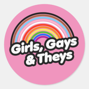 GIRLS, GAYS & THEYS T-Shirt Classic Round Sticker
