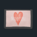 Girls Girly & Cute Pink Watercolor Heart Kids Trifold Wallet<br><div class="desc">This girly and cute kids wallet features a watercolor pink heart,  and has room for you to add your girl's name in beautiful and whimsical typography. The perfect kids first wallet!</div>