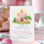 Girls Girly Pink Princess Fairytale Kids Birthday  Invitation<br><div class="desc">This magical and girly fairytale-themed kids birthday invitation design features a prince and princess, with an enchanted castle, butterfly’s, flowers, hares, a magical deer, and whimsical mushrooms. On the back of the invitation is a detailed matching pink fairytale pattern. This “once upon a time” invite can be easily personalized with...</div>