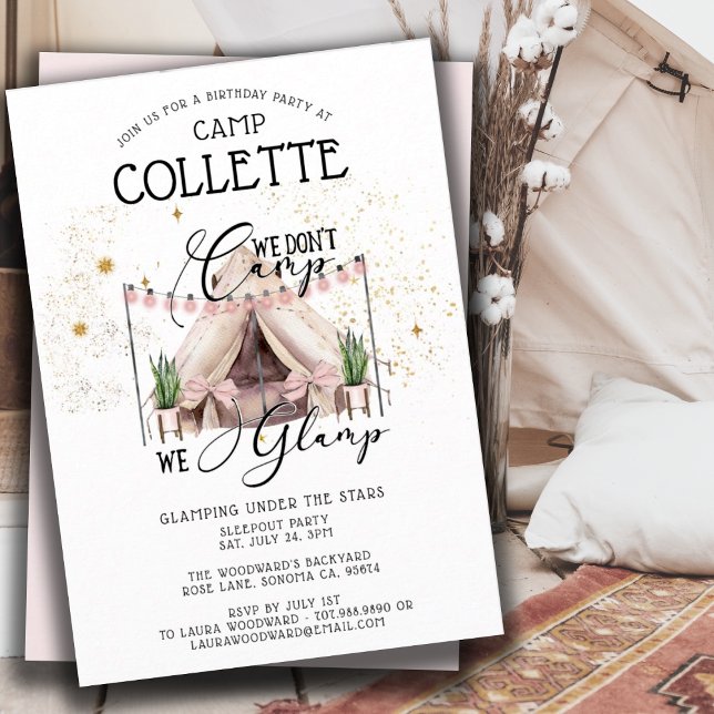 Girls Glamping Birthday Party Under The Stars Invitation (Creator Uploaded)