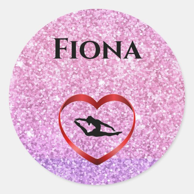 Girls Glitter Gymnastics Stickers Personalized (Front)