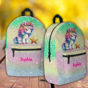 Girls Glitter unicorn magical star  Printed Backpack