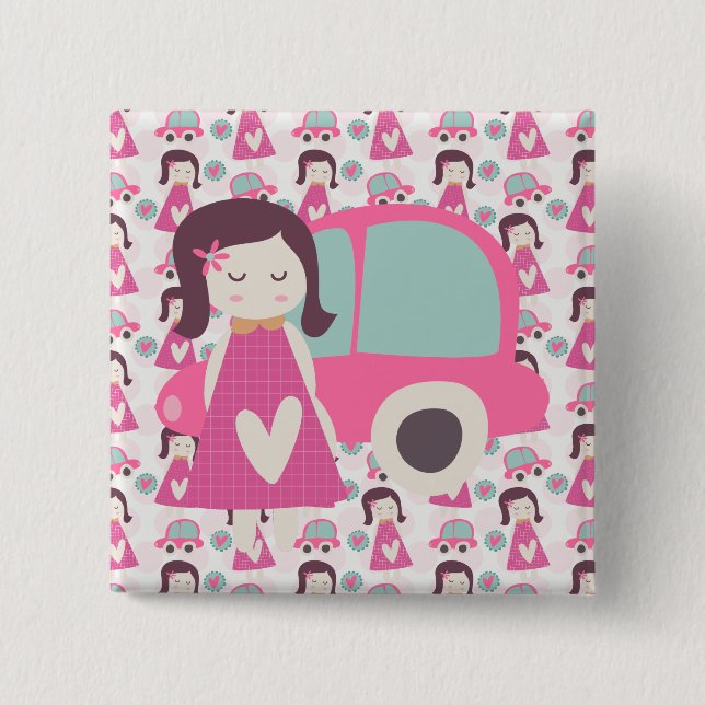 Girls Going Places 2 Inch Square Button (Front)