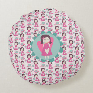 Girls Going Places Round Pillow