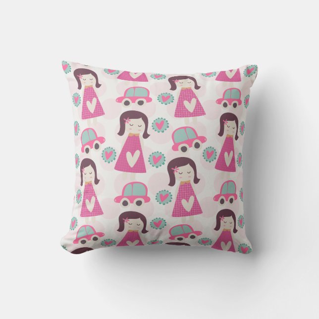 Girls Going Places Throw Pillow (Front)