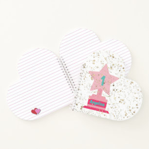 Girls Gold Pink Teal Trophy Modern Back to School Notebook