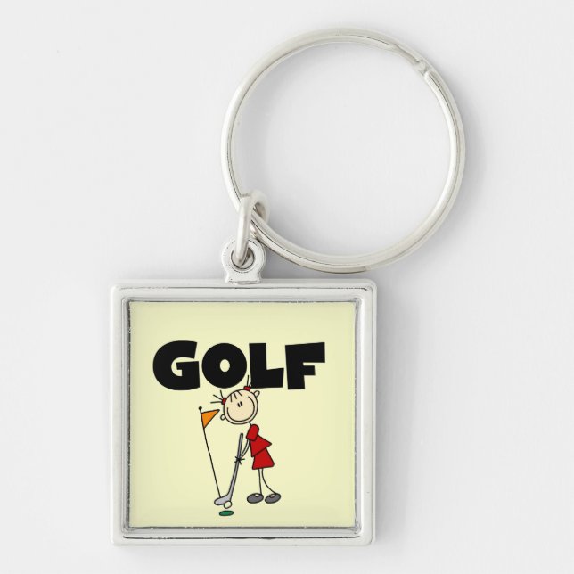 Girls GOLF T-shirts and Gifts Keychain (Front)