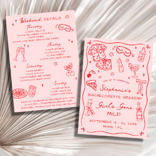 Girls Gone Mild Bachelorette Party 4 Day Itinerary Invitation