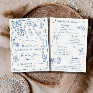 Girls Gone Mild Bachelorette Party Itinerary Blue Invitation