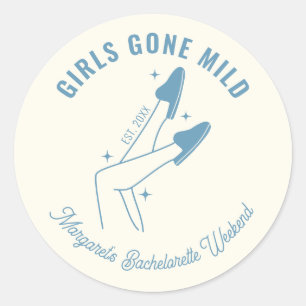 Girls Gone Mild Blue Spa Bachelorette Party Classic Round Sticker