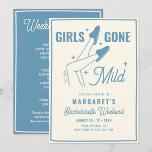 Girls Gone Mild Blue Spa Bachelorette Weekend Invitation