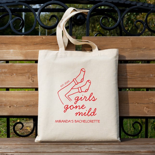 Girls Gone Mild Chic Red Hand Drawn Bachelorette Tote Bag (Girls Gone Mild Chic Red Hand Drawn Bachelorette Tote Bag)