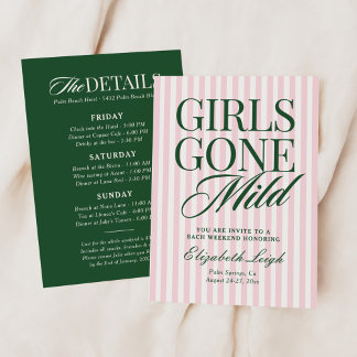Girls Gone Mild Pajama Spa Bachelorette Weekend Invitation