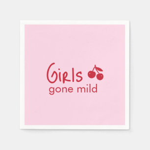 Girls Gone Mild Pink and Cherry Red Bachelorette Napkin