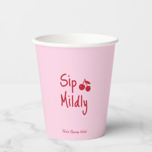 Girls Gone Mild Pink and Cherry Red Bachelorette Paper Cups
