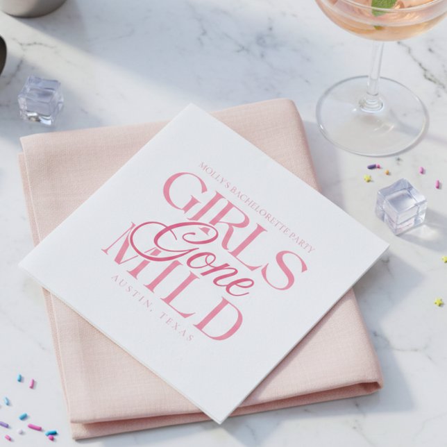 Girls Gone Mild Pink Bachelorette Napkin (Girls Gone Mild Pink Bachelorette Napkins)
