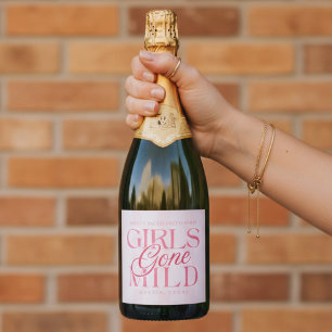 Girls Gone Mild Pink Bachelorette Sparkling Wine Label