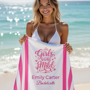 Girls Gone Mild Pink Striped Bachelorette Beach Towel