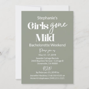 Girls Gone Mild Sage Bachelorette Beach Weekend Invitation