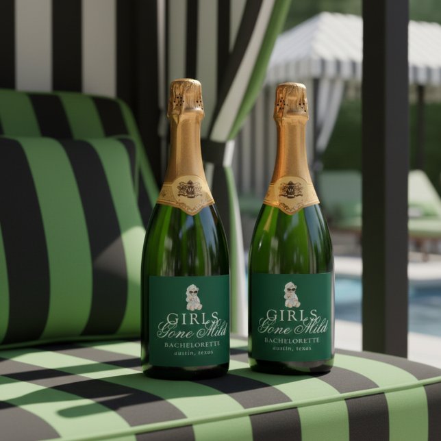 Girls Gone Mild Spa Bear Bachelorette Sparkling Wine Label (Not every bachelorette party needs to be wild—and that’s exactly the vibe of Girls Gone Mild!)