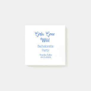 girls gone wild bachelorette party blue name retro post-it notes