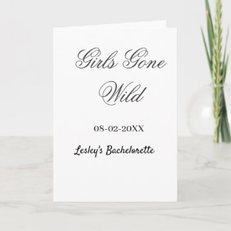 Girls Gone wild Bachelorette party name date bride Card