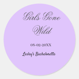 Girls Gone wild Bachelorette party name date bride Classic Round Sticker