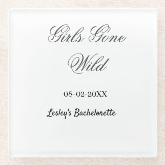 Girls Gone wild Bachelorette party name date bride Glass Coaster