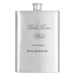 Girls Gone wild Bachelorette party name date bride Hip Flask