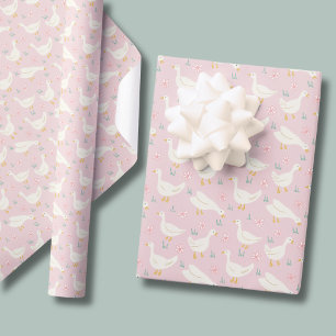 Girls Goose Farmyard Animal pink Wrapping Paper