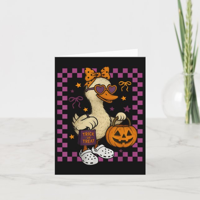 Girls Goose Halloween Spooky Goosey Silly Goose Pu Card (Front)