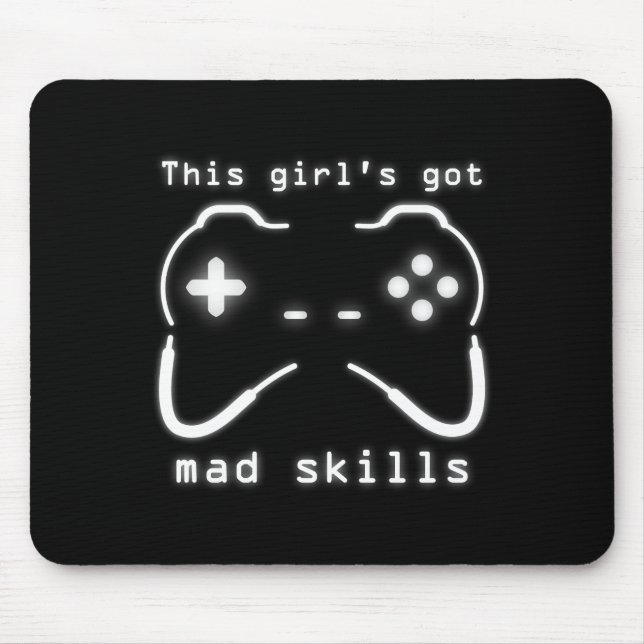 Girl's Got Mad Skills Video Game Controller Mouse  Mouse Pad (Front)