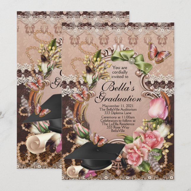 Girls Graduation Invitations (Front/Back)