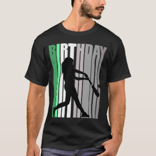 Girls Green Baseball Birthday Colourful Vintage Di T-Shirt