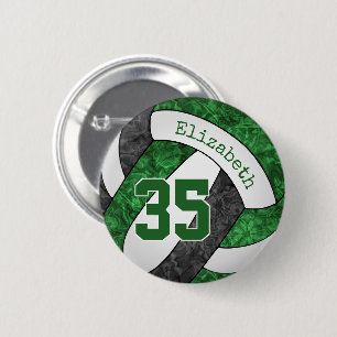 girls green black volleyball team colours  2 inch round button