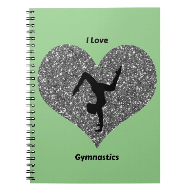 Girls Green I Love Gymnastics Spiral Notebook (Front)