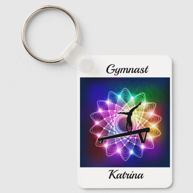 Girls Gymnast Balance Beam Personalized   Keychain (Front)