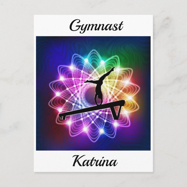 Girls Gymnast Balance Beam Personalized  Postcard (Front)