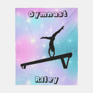 Girls Gymnast Gymnastics Balance Beam   Fleece Blanket