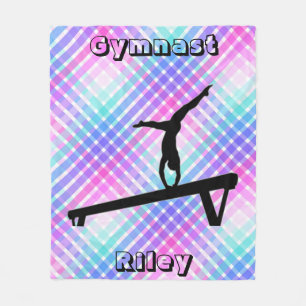 Girls Gymnast Gymnastics Balance Beam Pastel Fleece Blanket