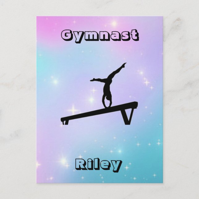Girls Gymnast Gymnastics Balance Beam Postcard (Front)