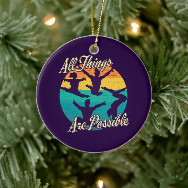 Girls Gymnastics - All Things are Possible Ceramic Ornament (Tree)