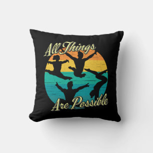 Girls Gymnastics - All Things are Possible Throw Pillow