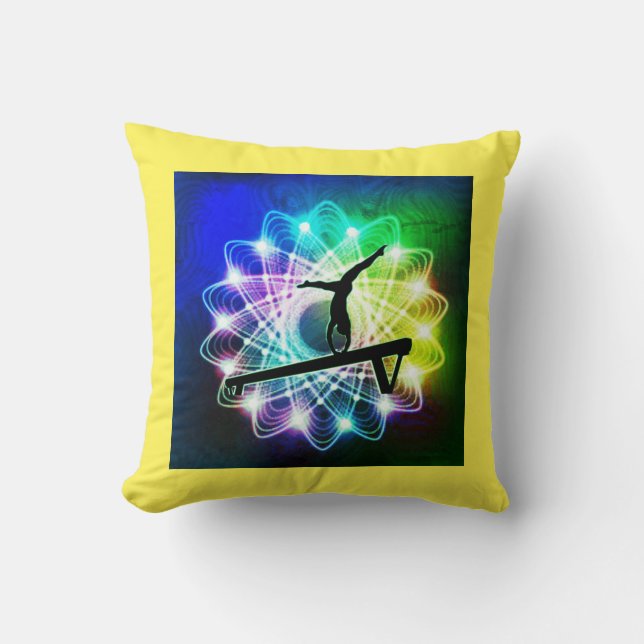 Girls Gymnastics Balance Beam Custom Name Pillow (Front)
