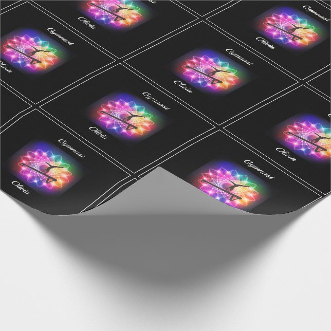 Girls Gymnastics Balance Beam Personalized Wrapping Paper (Corner)
