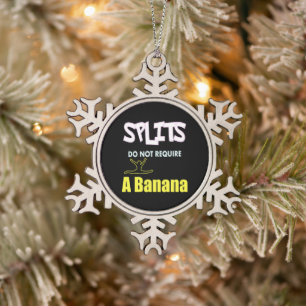 Girls Gymnastics Banana Splits Quote Snowflake Pewter Christmas Ornament