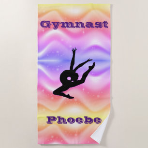 Girls Gymnastics Beach Towel with Her Name!
